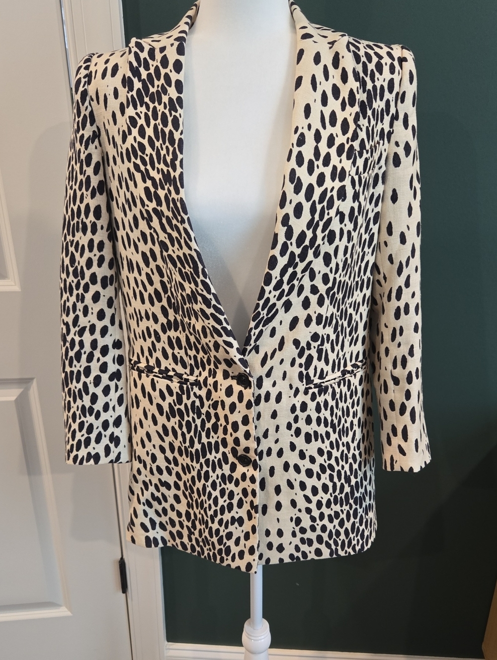 Emerson Fry Black and Cream Spotted Blazer